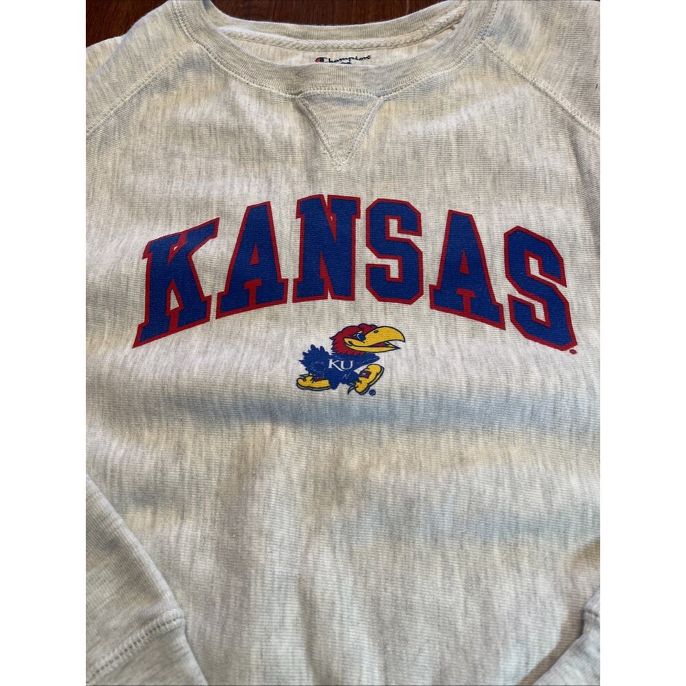 Champion Reverse Weave Sweatshirt Kansas Pullover Small Gray - Picture 2 of 5